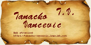 Tanacko Vančević vizit kartica